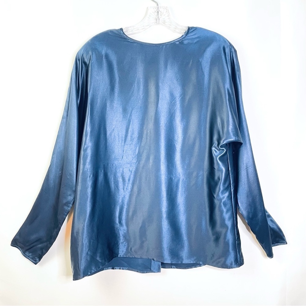 Vintage Spitalnick & Co. Saks Fifth Avenue Navy Blue 100% Silk Long Sleeve Sz 12